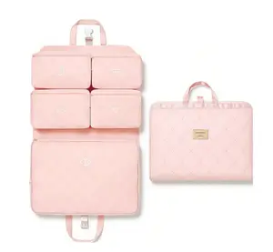 Hanging Travel Organizer with Compression Packing Cube, Multi-Layer Storage for Socks Underwear & Bras, Foldable Luggage Organizer for Suitcase and Carry-On Travel  storage bag portable