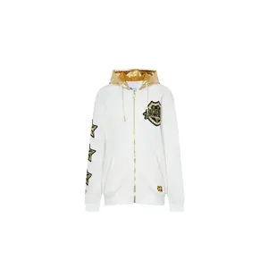 TCH-B White,Hoodie ,Patchwork,Print,Golden