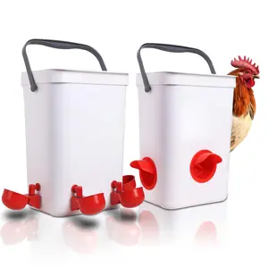 Chicken Feeder and Chicken Waterer Set Hanging Automatic Chicken Feeder No Waste Poultry Waterer with 3 Gallon/24 Pounds,Chicken Coop Accessories
