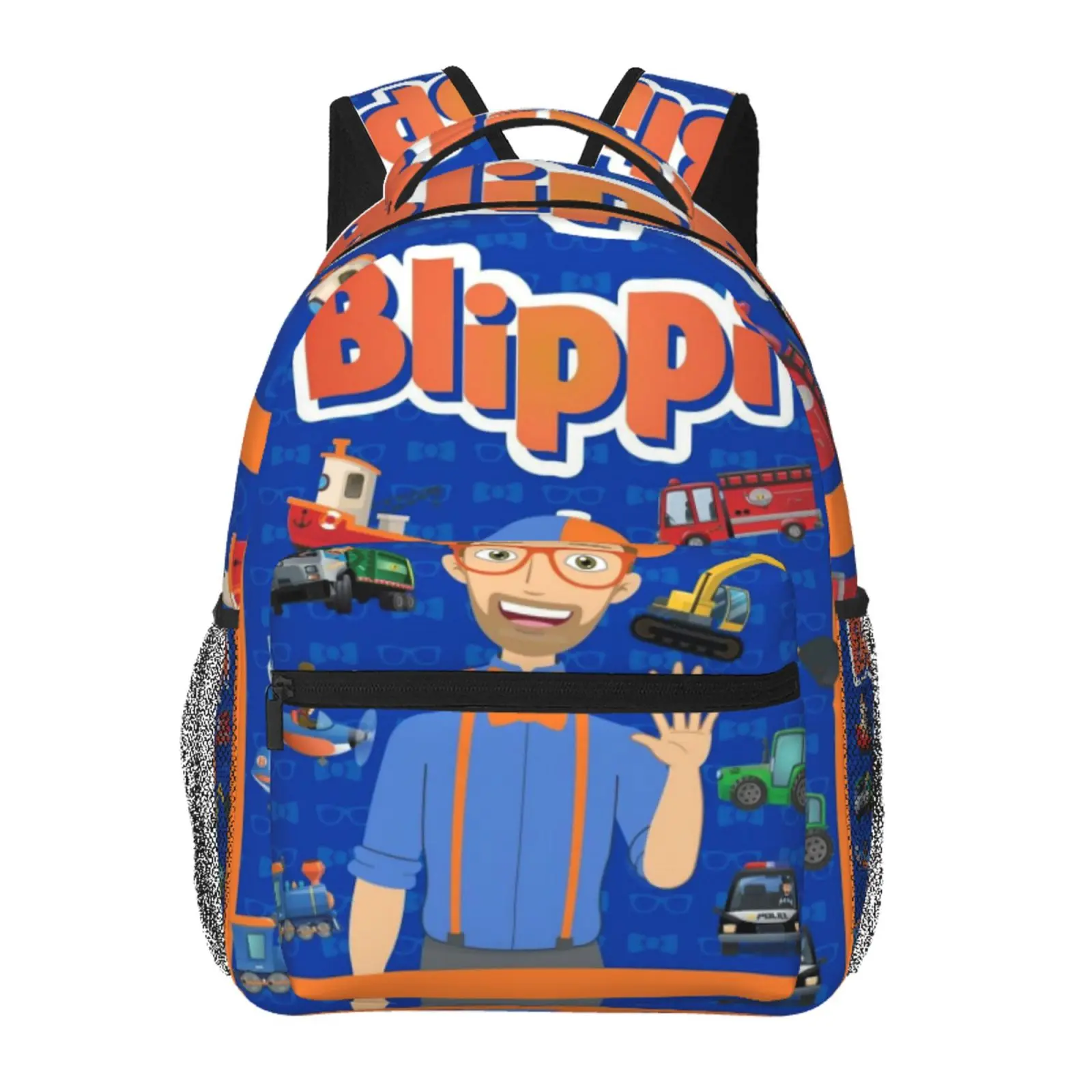 Blippi Backpack for Travel & Commute, Blippi Teen school backpack Blippi educational videos casual backpack Zippered Front & Mesh Side Pockets, Padded Straps,back to school supplies