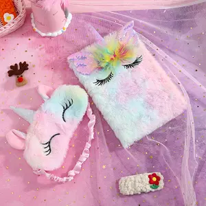 Super fluffy unicorn plush notebook Totally steal my girlish heart, Ultimate aesthetic unicorn plush notebook
