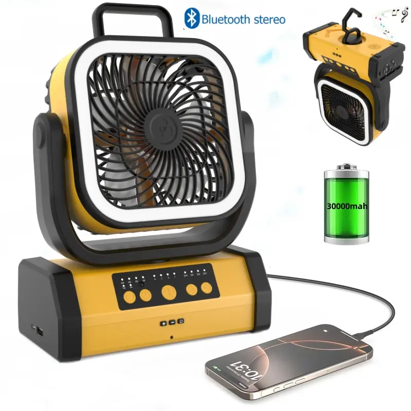 Portable Fan Rechargeable, 30000mAh Cordless Battery Powered Fan with LED Lantern, USB C Battery Operated for Travel Bedroom Home Camping Tent Office Beach Desk Fishing Table