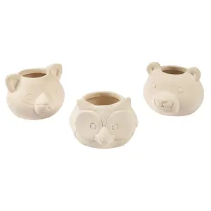 2 1/2" x 2" DIY Mini Ceramic Woodland Animal Planters - 12 Pc.