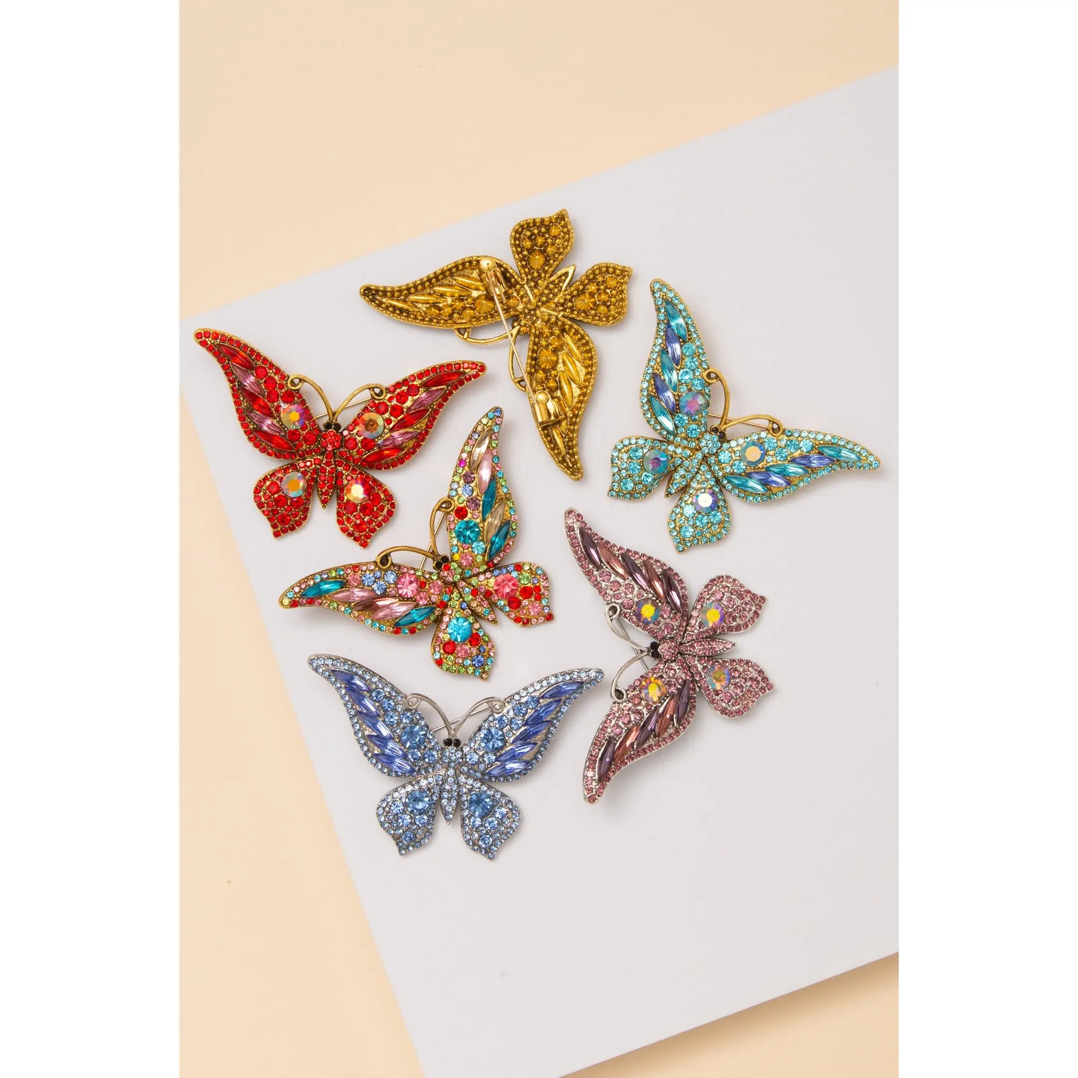 Sofia Crystal Rhinestone Butterfly Filigree Brooch Pin