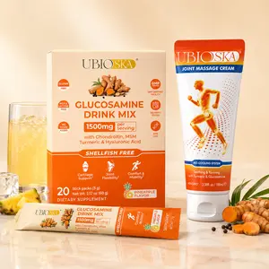 UBIOSKA Inside-Out Joint Care Bundle | Glucosamine Drink Mix + Joint Massage Cream | Oral & Topical Support for Knee, Back, Shoulder & Hip