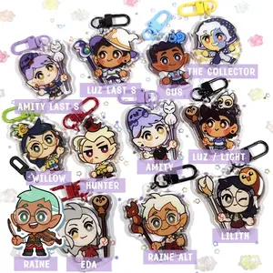 Amity, Luz, Hunter, Willow, Eda, Lilith, the Colletor, Gus and Raine. The Owl House keychains acrylic