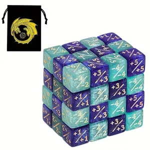 48-piece MGETRADE MTG Dice Set, Polyhedral dice set, including 1/1 & -1/-1 tokens, 12mm cubes, and a dragon emblem printed bag, suitable for collectible card game tournaments, parties, an ideal gift for MTG enthusiasts