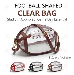 Clear Football Shaped Crossbody Bag Transparent PVC Stadium Approved Game Day Bag with Adjustable Strap easter summer