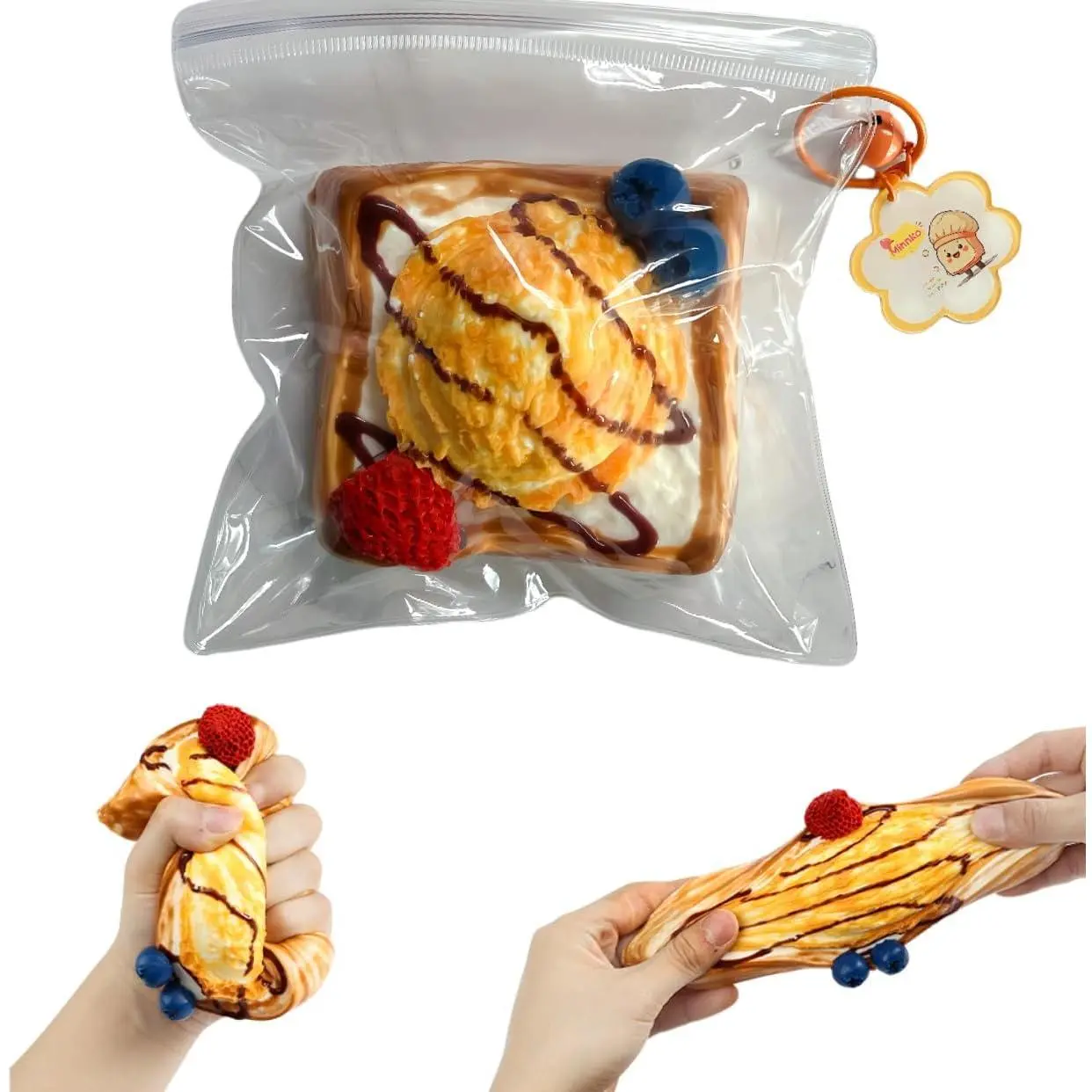 Handmade Taba Squishy Toast,Large Super Soft Silicone Squeeze Toy,Cute Soft Squeeze Toys Squishy Sensory Fidget Toys for Kids Adults,Giant Hand-Filling Stress Relief Desk Decor(Ice Cream sidos)