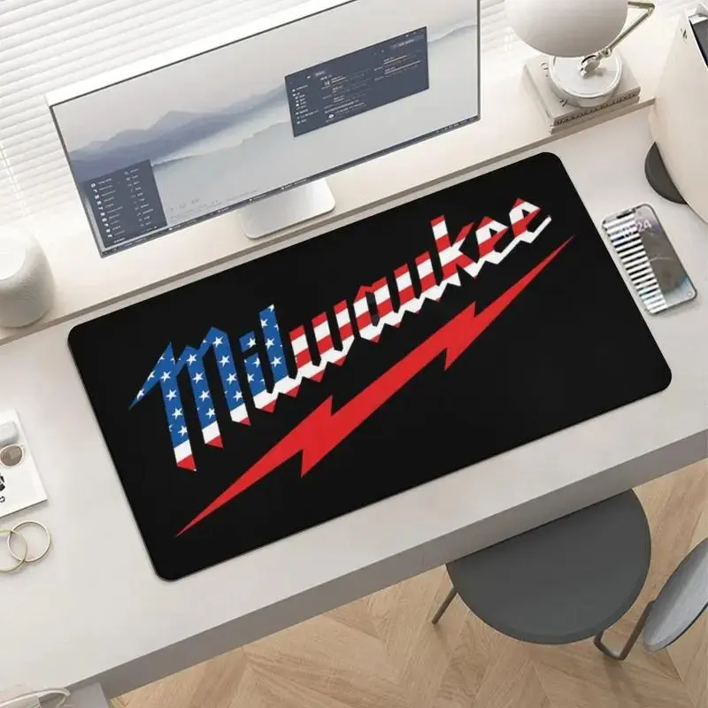 USA Flag Heavy Duty Tools Logo Large Gaming Mouse Pad - Extended Desk Mat Waterproof Non-Slip Rubber Base Desk Blotter Protector, Patriotic Keyboard Mat Pad