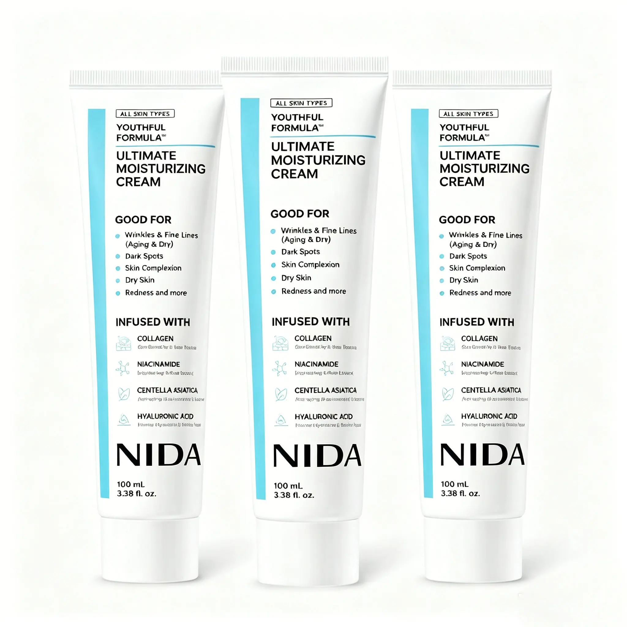 3PCS K-Beauty Daily Moisturizing Cream | Centella, Collagen & Hyaluronic Acid for Smooth, Healthy-Looking Skin