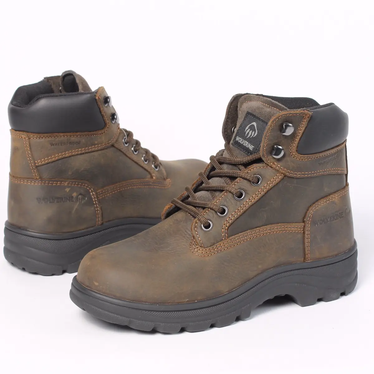 Men's Wolverine Work Boots - Waterproof and Brown - Footwear, Walking Shoes Leather, Durable Construction Footwear