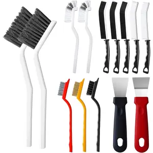 14-piece crevice cleaning brush set, V-shaped tile crevice cleaning brush, used for deep cleaning of crevices, hard-bristled brush cleaning tool, household cleaning supplies, suitable for bathrooms, kitchens, toilets, and windows
