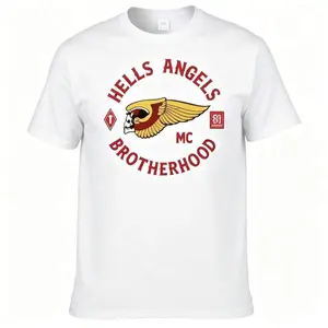 Frattee Hells Angels T-Shirt 100% Cotton Men's T-Shirt and Hat Set Streetwear Men's T-Shirt Men's Top Men's T-Shirts Pasha Style Casual Street Style Urban Fashion Design  Graphic Print T-Shirt Fit
