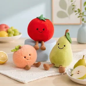 Squishy Fruit Plush Toy Stuffed Tomato Apple Pear Peach Plush Pillow Soft Food Plush Peluche Kids Birthday Gift