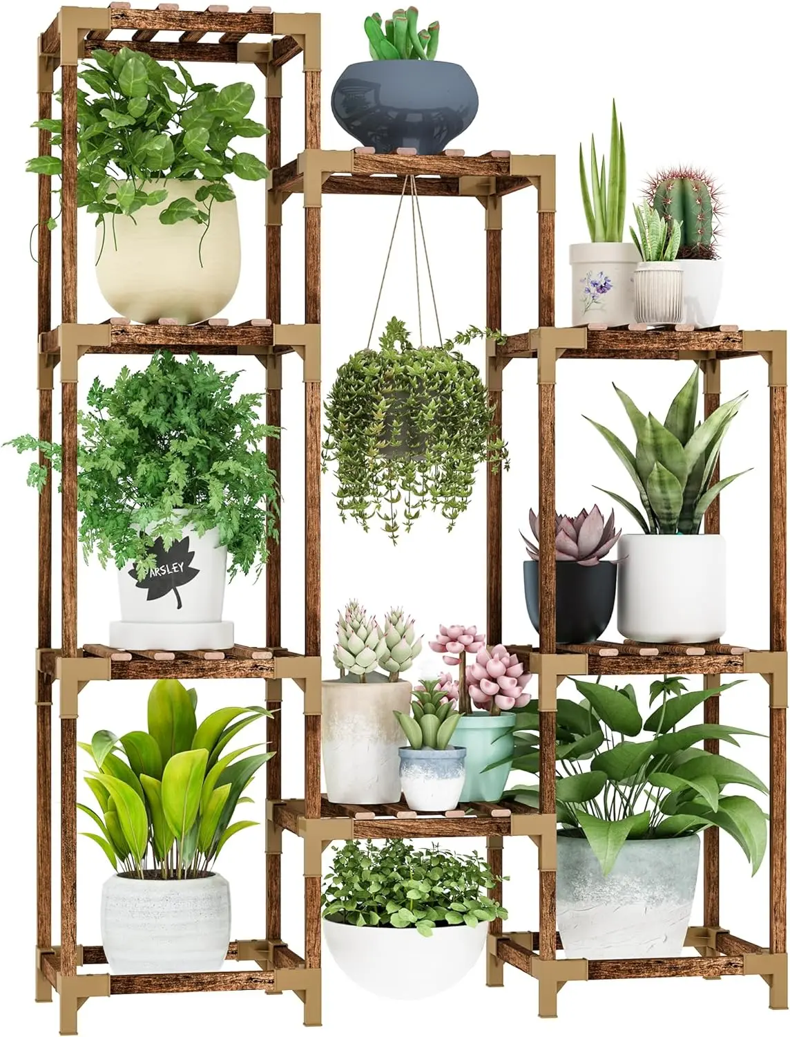 Plant Stand Organiser for Indoor Outdoor, 10 Tier Tall Lightweight Plant Shelf Large Plant Rack Table Holder Flower Stand for Multiple Pots for Patio Porch Living Room Balcony Corner Garden Office Boho Decor
