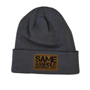 “Same A*hole, Different Day” Leatherette Patch Cuffed Beanie- 7 Color options classic color