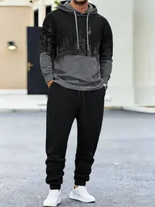 Men's Winter Hoodie and Warm Sweatpants Set - Soft Material for Comfort Ideal for Everyday Wear and Winter Activities