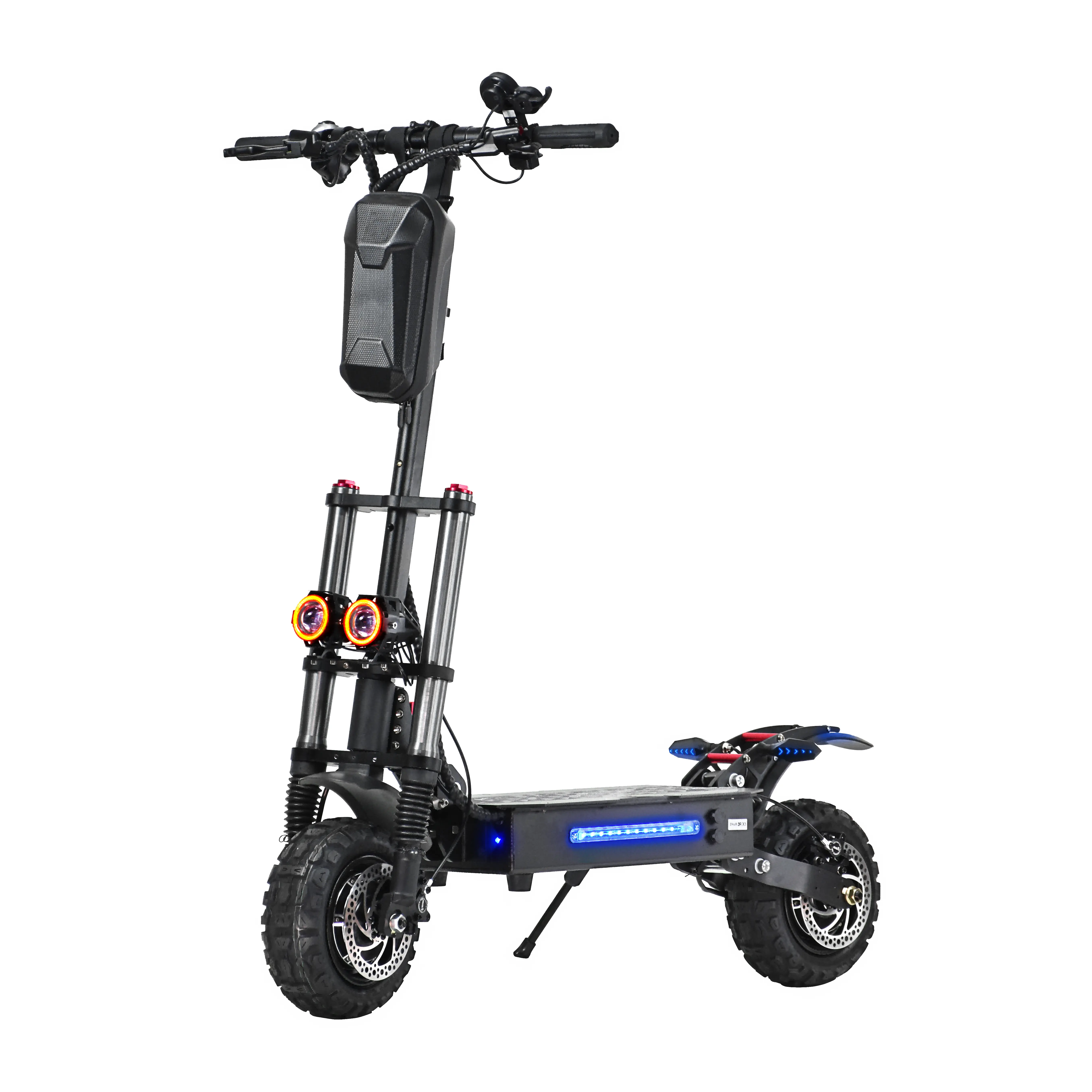 High speed 50mph max speed fast off road electric scooter , 11 inch tire Long range 100-120km e scooter with full hydraulic shock  suspension , 60V 38AH big battery adults kick e scooter for heavy people