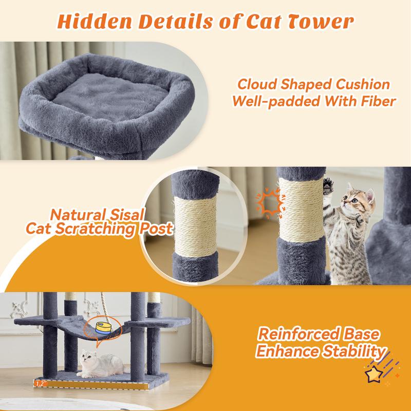 【New Size】 Cat Climbing Shelf, Post Cascading Cat Climbing Shelf, Indoor Playhouse, Cozy Nest, Durable, Space-Saving Design, Gift for Pet Owners