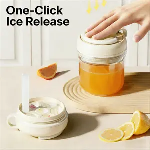 1 PC 2 In 1 Ice Cup With Straw&Built In Ice Tray, Portable Travel Cup Compact Handheld Cold Drink Cup Leakproof Food Grade Material Easy Fill Easy Release Ice Reusable Lightweight Durable Design For Daily Hydration Outdoor Travel Picnic Gym Summer Cool