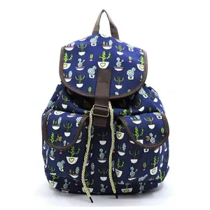 Fashion World Cactus Printed Canvas Backpack