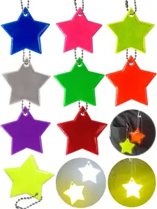 Colourful PVC Reflective Star Keychains, Multi Purpose Keychain, Reflective Star Pendant, Night Safety Reflector Star Charms Glowing Clips, Reflective Star Bag Charm Key Ring for School Bag Cycling Walling Running