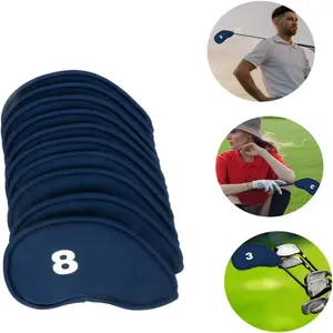 Blue Golf Head Covers Set, 10-Piece Iron Club Protectors with Digital Design, Fits Most Iron Clubs, Durable & Stylish