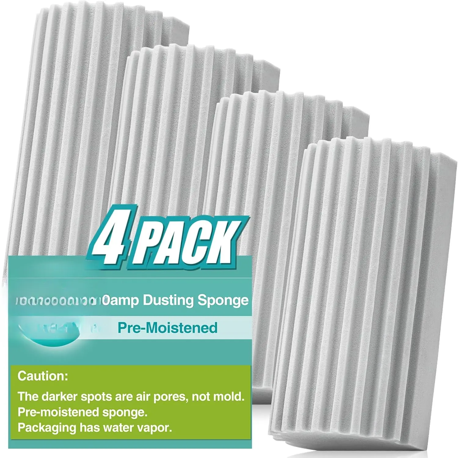4 Pack Damp Dusting Sponge Duster, Grey Dust Cleaning Sponge,  Household Cleaning Sponge Tool for Blinds, floorboards, Fan , Vents, Glass, Railings, Mirrors