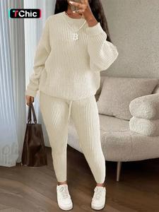 women's solid drop shoulder sweater & drawstring waist pants two-piece set, fall outfits, casual fashion cozy knitwear set for daily outdoor wear, women's matching knitwear for fall & winter, womenswear & underwear, perfect matching