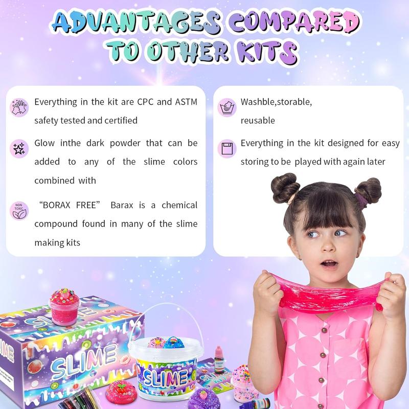 Valentine's Day Gift Clear Slime Making Kits with Premade Slime for Kids DIY with 35 Sets Add-ins Jumbo Kit for 6-12 Years Old Girls Boys Present Party Favors