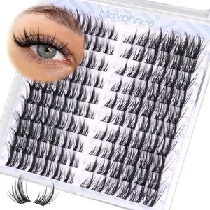 Manga Lash Clusters Spiky Cluster Eyelash Extensions Cat Eye Anime Individual Lashes Natural Lash Extension Clusters Wispy Eyelash Clusters 120 Pcs CD-Curly Cluster Lashes