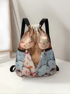 Large Capacity Drawstring Backpack for Kids, Adjustable Shoulder Straps, Casual Style Bag for All Seasons, Travel Hiking Camping Essential