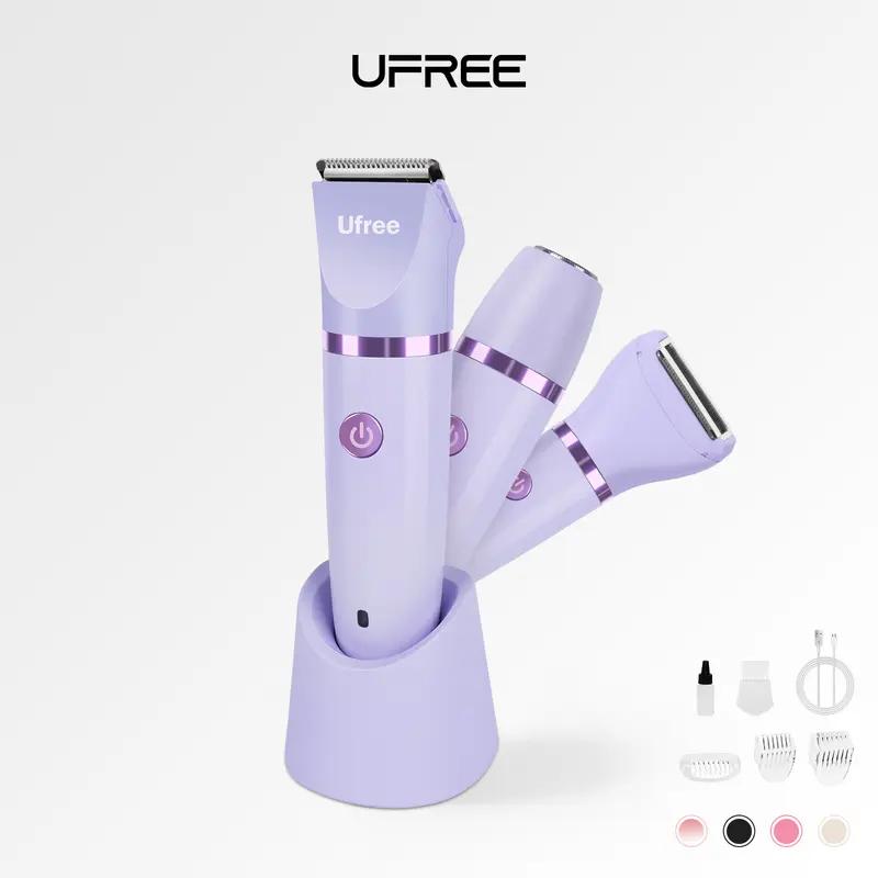 Ufree Women's 3-in-1 High Quality Bikini Trimmer - IPX7 Waterproof Cordless Intimate Pubic Trimmer, Rechargeable Shaver for Women for Bikini Hair Removal, Body Grooming Gift,Christmas Gift