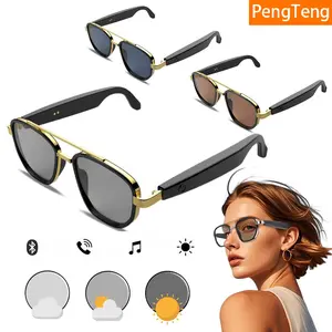 Smart glasses, wireless earphones, capable of translating 100+languages, equipped with photosensitive color changing lenses for listening to music & making calls, easily responding to various light changes, Photochromic smart glasses