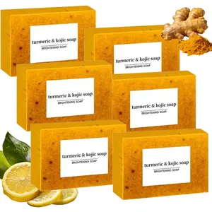 Lemon Turmeric & Kojic Acid Soap Bar for Face & Body Wash, Daily Skin Cleanser Sets for Women & Men, Moisturizing Gentle Kojic Acide Soap