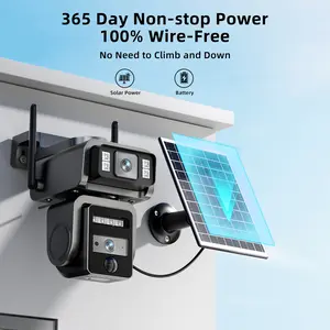 Seckun Solar cctv WiFi Security Camera with Spotlight 1080P HD Clear Picture PlR MotionDetection Color Night Vision Waterproof Black Security wireless Camera Dual lenses no dead ends Automatic Tracking wireless deals for you two-way audio Aj19-Wifi outdoo