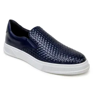 Belvedere Fernando Navy Woven Leather Slip-On Sneakers