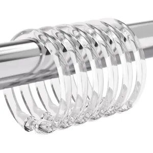 Plastic Shower Curtain Rings, 24 Pcs Shower Curtain Hooks, O Shape Clear Shower Curtain Hooks Rings, Easy to Snap Closure, Shower Hooks for Shower Curtain