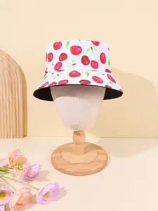 Cute Cherry Printed Bucket Hat, Breathable and Adjustable, Sweet Casual Outdoor Accessory, Perfect for Beach and Daily Wear