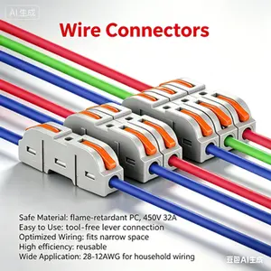 Lever Wire Connectors Kit, 50Pcs Quick Electrical Wire Connectors, 28-12AWG Reusable Push-in Wire Terminals for Home Wiring Automotive