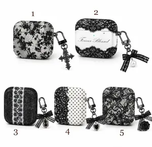 Gothic Lace AirPods Case, Black White Coquette AirPods Gen 1 2 3 4 Cover, Victorian Floral Dark Academia Gothic Case Gift, No Keychain