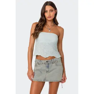 Scalloped Eyelet Tube Top Scalloped Eyelet Tube Top