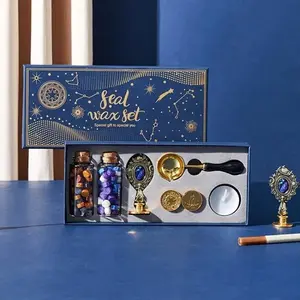 Vintage Wax Seal Stamp Set, 1 Set Creative Wax Seal Beads & Tools Set for Wedding Invitations, Envelopes, Gift Wrapping, DIY Art Crafts Supplies