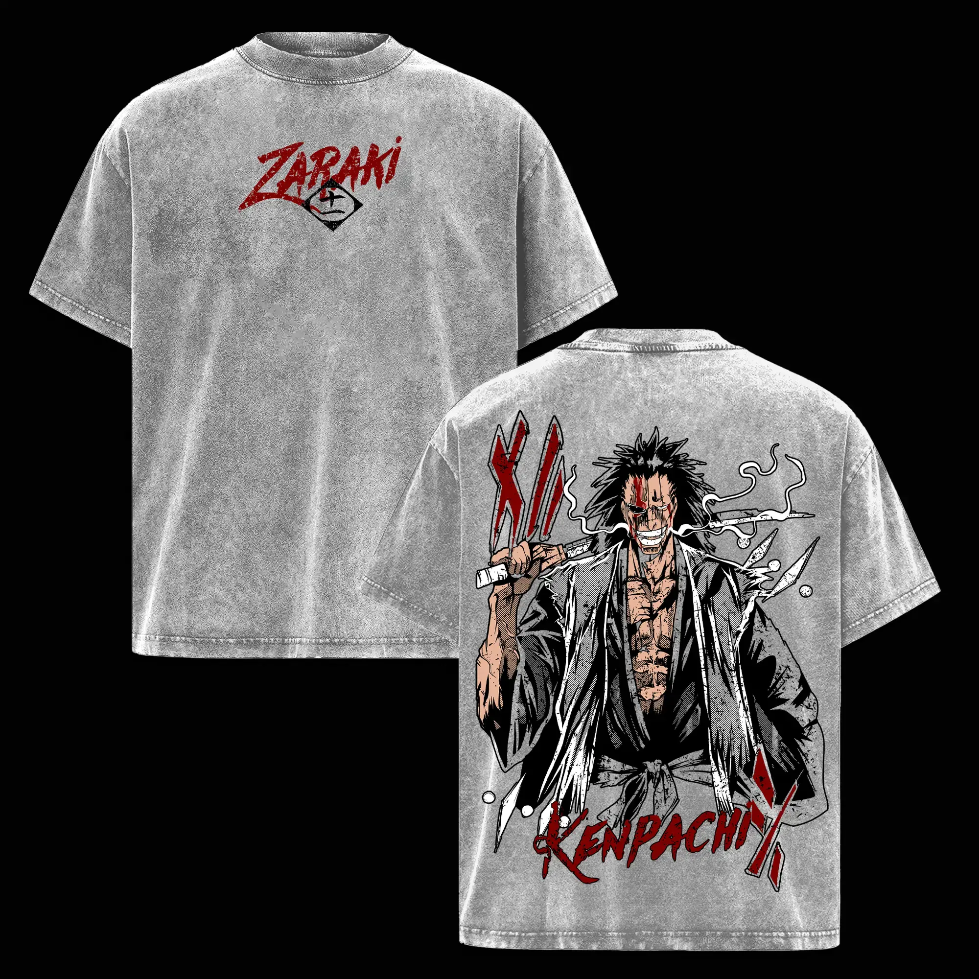Kenpachi Zaraki T-Shirt – Bleach Vintage Washed Oversized Anime