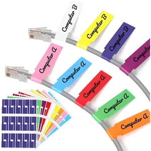 540PCS Cable Labels, 9 Color Cord Labels for Electronics, Waterproof Cable Tags Wire Label for Cable Management, Self-Adhesive Label for Handwriting or Laser Printer Printing