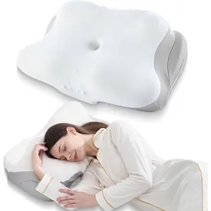 Sleep Apnea Pillow, Cervical Neck Pillow for Pain Relief, Ergonomic Side Sleeper Pillow for Adults, Orthopedic Pillow for Neck, Anti Snore, Cooling, White