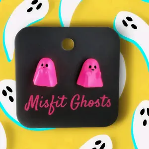Pink Misfit Ghosts earrings