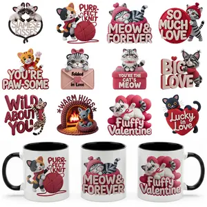 Valentine's Day UV DTF Transfer Stickers, Crochet Knitted Yarn Dog Wraps for 16oz Libbey Glass Can, DIY Waterproof Quality Cup Decals, Pet Lover Gift Set