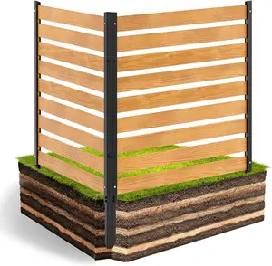 Naudacaa Air Conditioner Fence Outdoor Privacy Fence Screen, Pool Equipment Enclosure Trash Can Enclosure Metal Stake Wood Panels for Outside